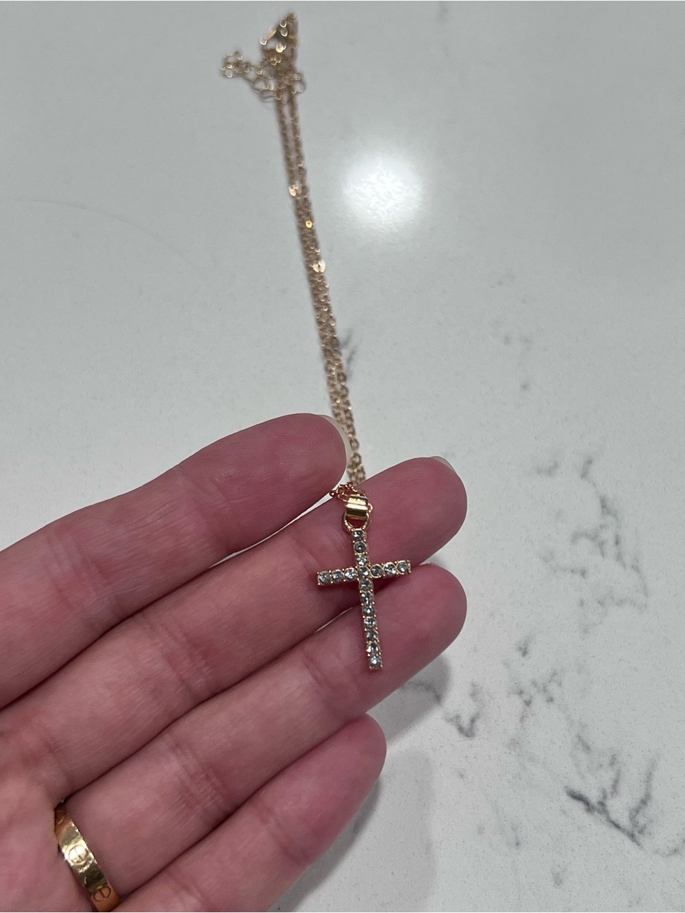 Gold Crystal Cross Pendant Necklace - Women Jewelry